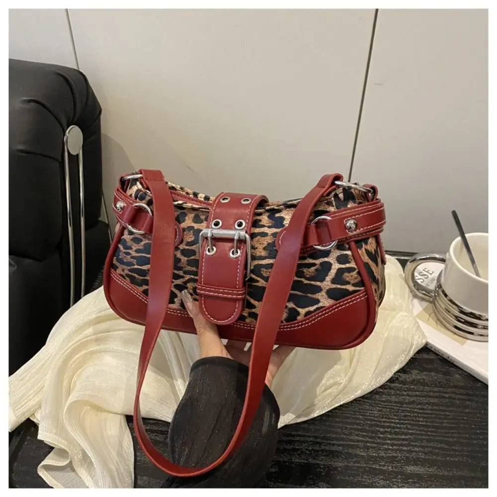 Fashion Classic PU Shoulder Bags For Women Leopard Print Large Capacity Underarm Bag Retro Messenger Bag Shopping Handheld Bag