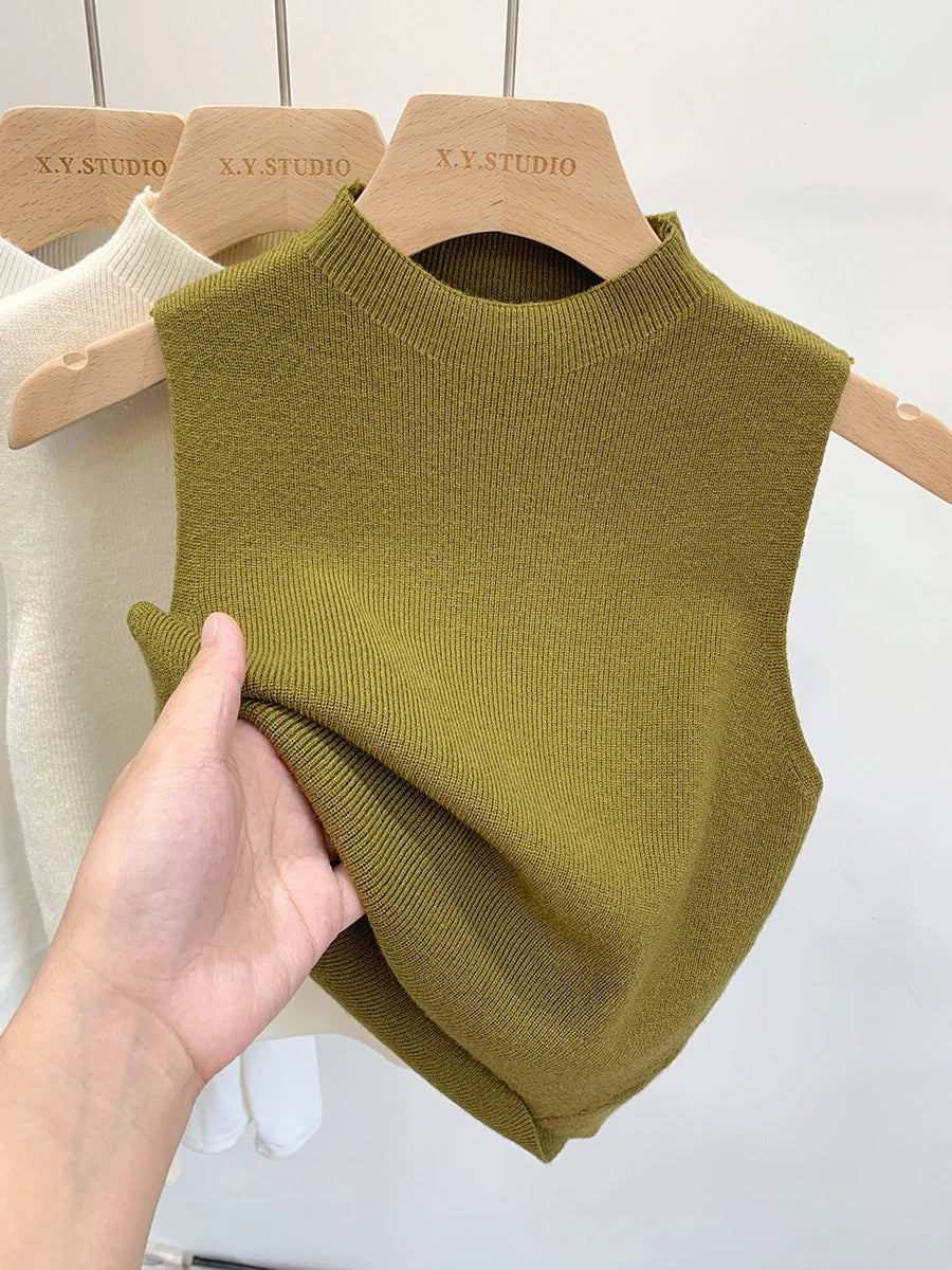 Women Knitted Tank Top Summer Fall Slim Sweater