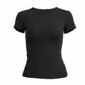 Damenbekleidung Kurzarm T-Shirt Eng Anliegende Oberteile Damen O-Ausschnitt Gestricktes Etui-T-Shirt Streetwear Sex Sportlich 2024 Y2K Neu2410