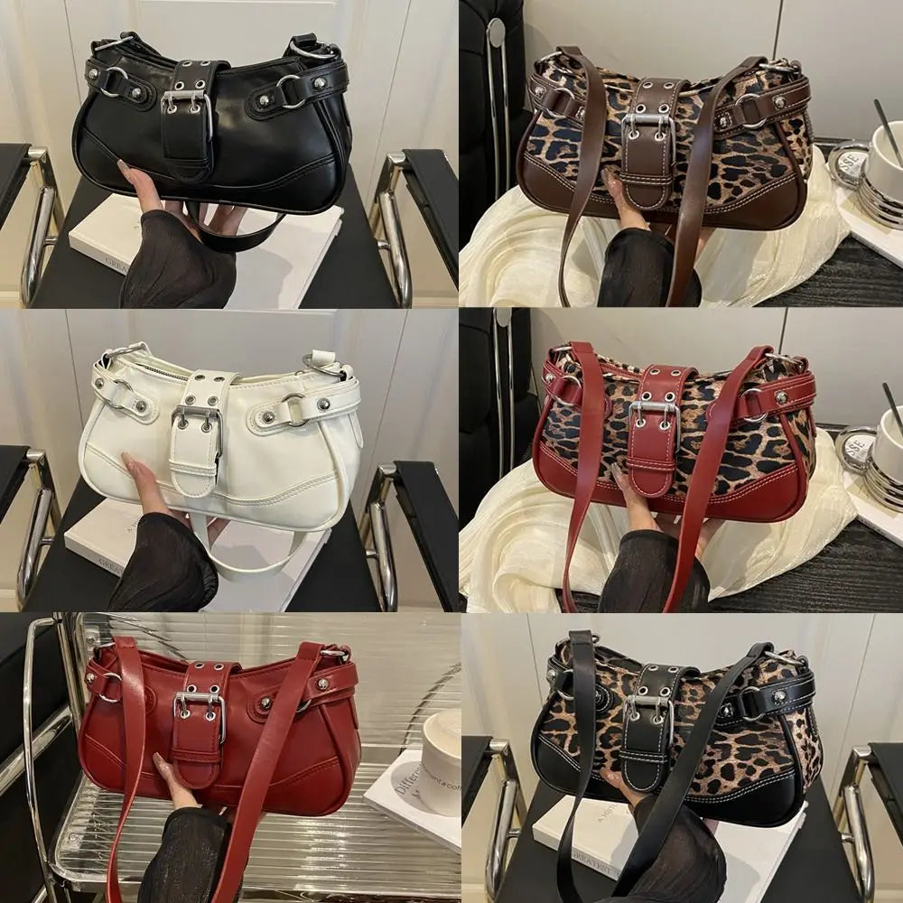 Fashion Classic PU Shoulder Bags For Women Leopard Print Large Capacity Underarm Bag Retro Messenger Bag Shopping Handheld Bag