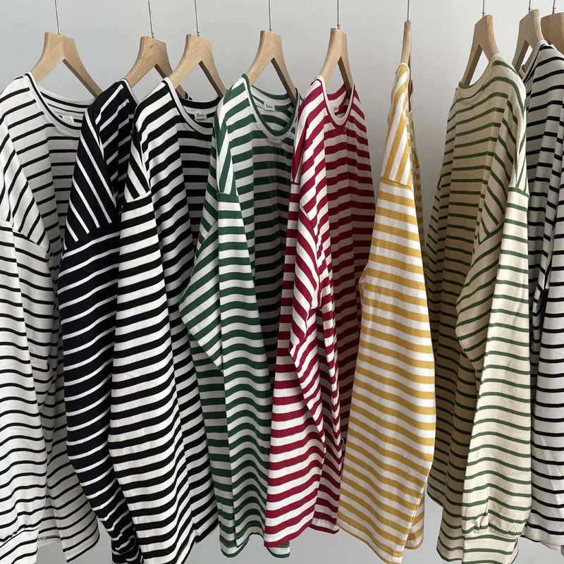 Hirsionsan 2023 Basic Thick Stripes T Shirts Women