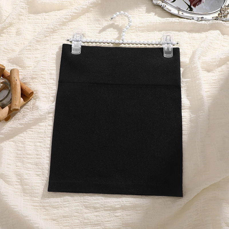 1 Stück Frühling Sommer Neu Hoher Bund Elastischer Business Damen Minirock Schwarz Schlankmachender Strickrock Halber Körper Professionelle Arbeit