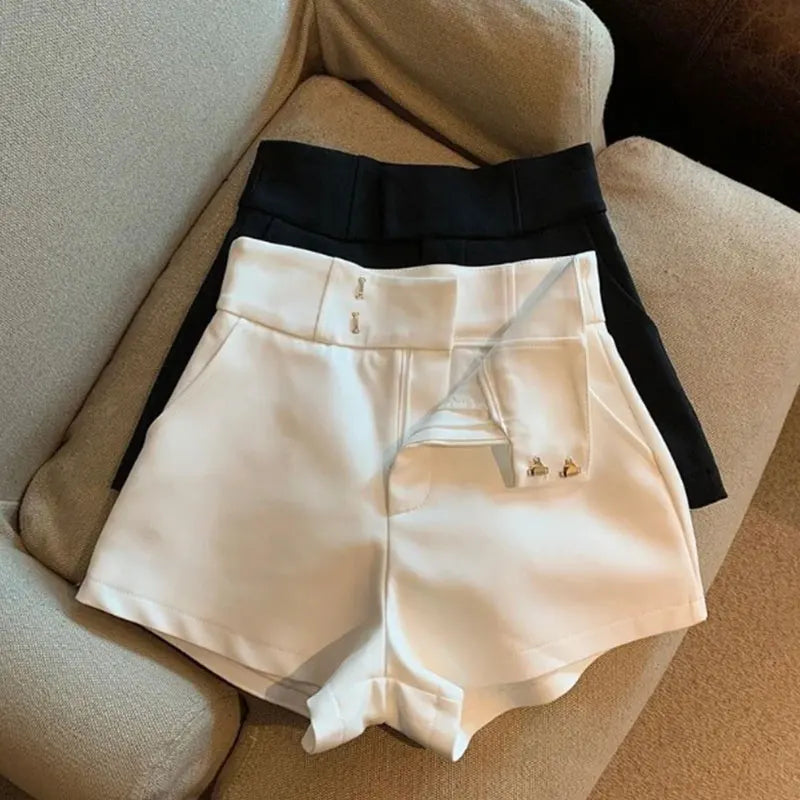 Damen-Shorts Mooyufon Schwarze Shorts Damen Harajuku Eleganz High Waist Shorts A-Linie Slim Casual Hot Girl Straight Pants Sexy
