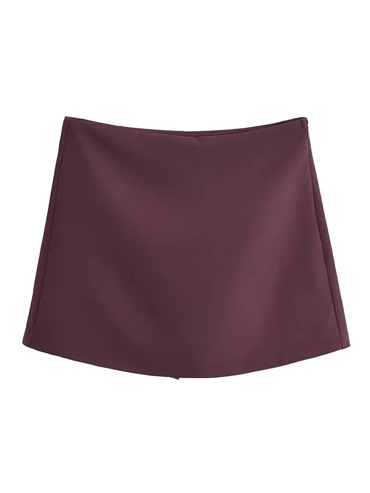 TFMLN Neue Frühling Damen Uni-Skort Mode Causal Seitenreißverschluss Mini-Shorts Röcke Vintage Hohe Taille Streetwear Shorts Röcke