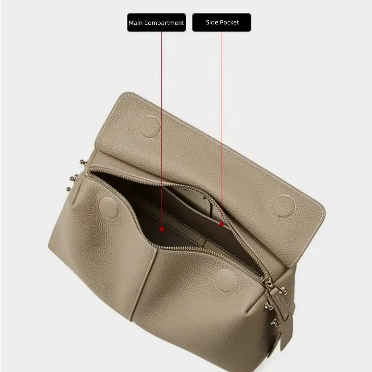 Detachable Shoulder Strap Leather Handbag