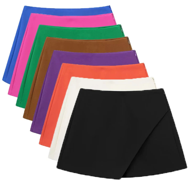 DAMEN Damen-Shorts Fashion High-Waist-Shorts Röcke Damen Reißverschluss Asymmetrische Röcke Shorts 2025 Sommer Schwarz Weiß Mini-Shorts