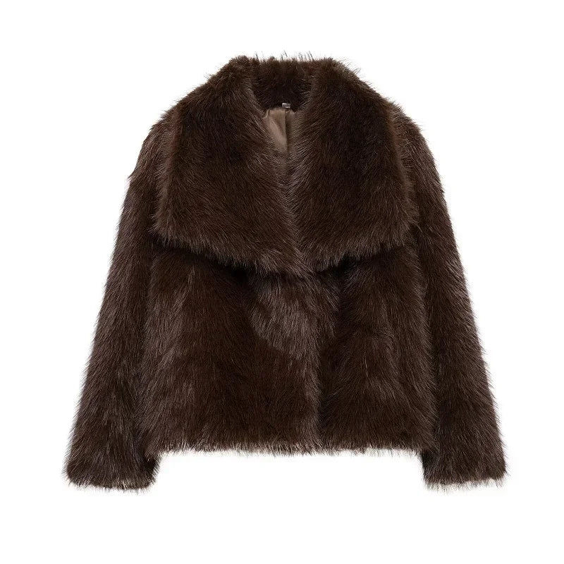MUJER Fur Hairy Warm Winter Fluffy Coat
