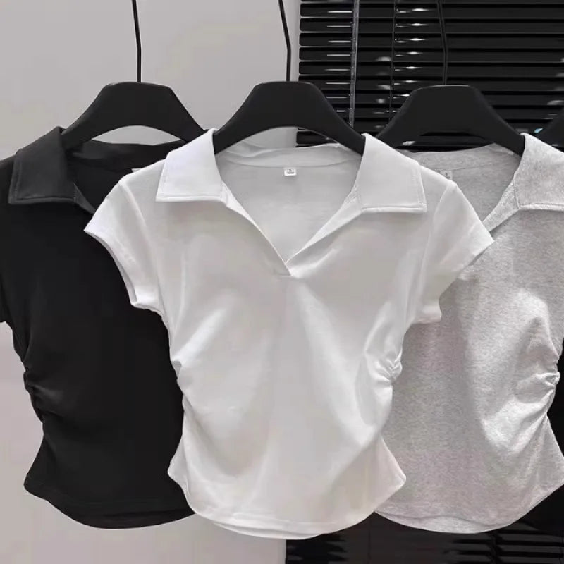 Cotton Summer T Shirt Skinny Slim Basic Crop Top