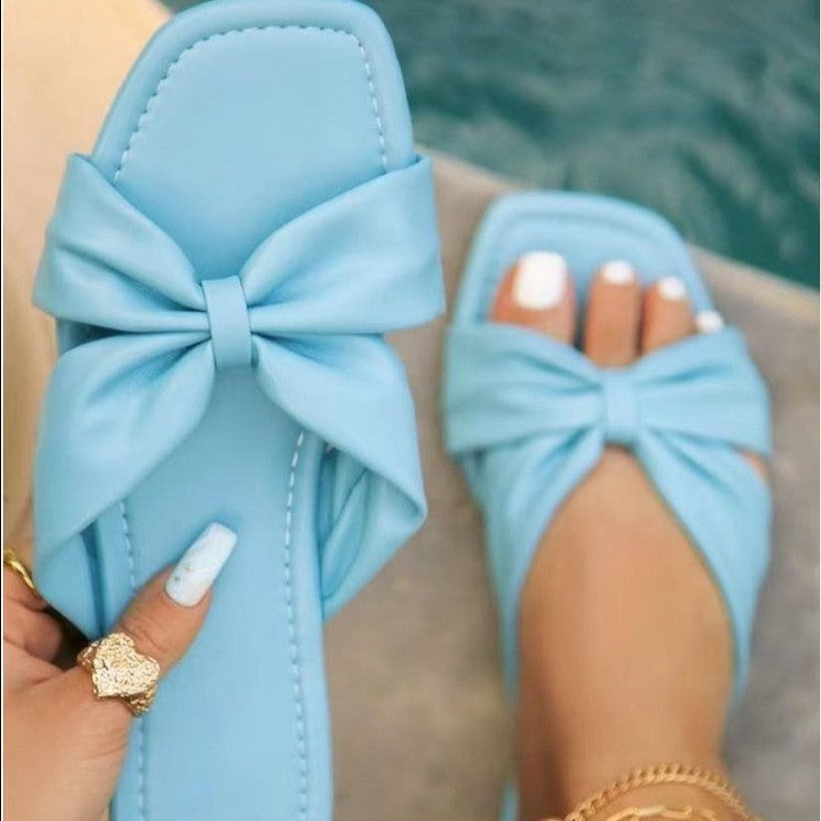 Elegant Bow Flat Ladies Slippers