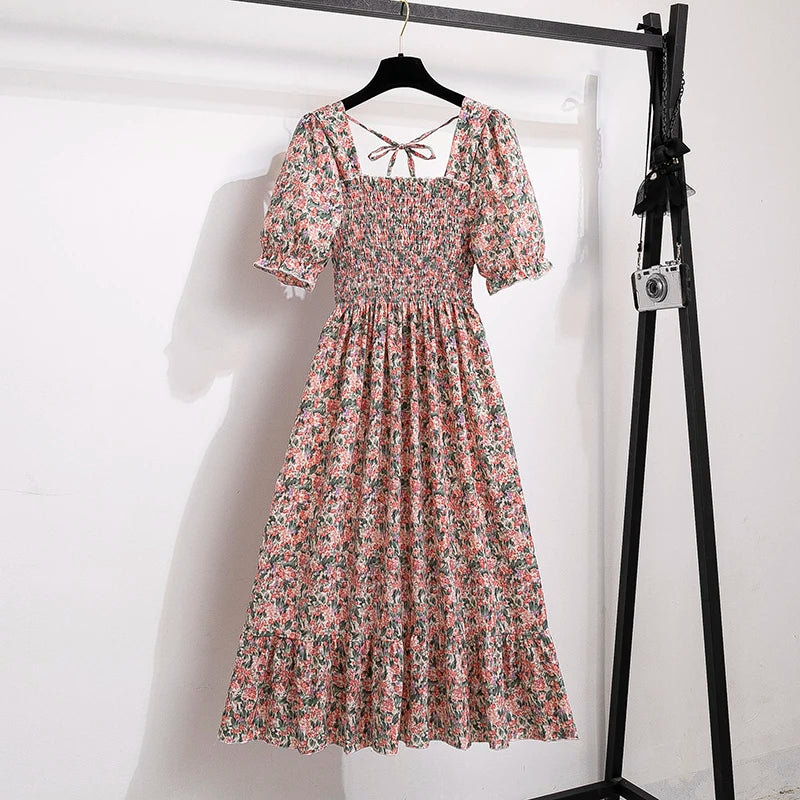 Waist Short Sleeve Pleated Casual Dress