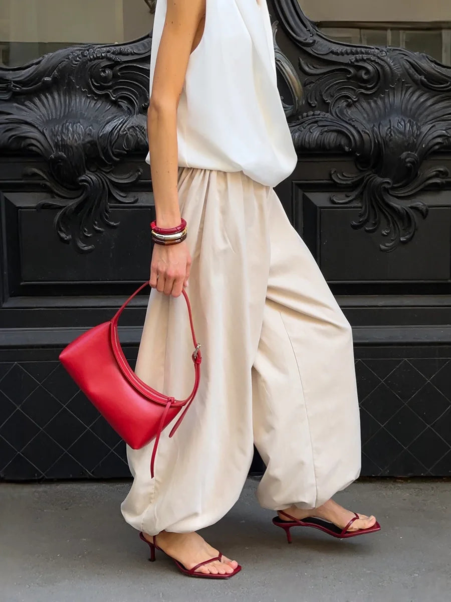 Cotton Loose Lantern Style Wide Leg Pants