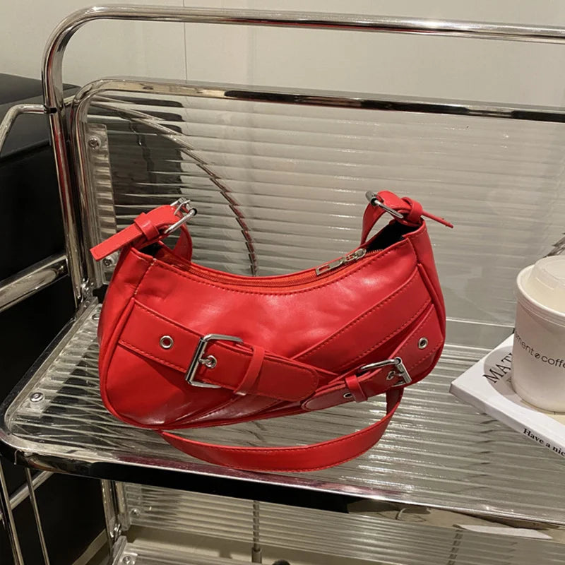 Y2K Vintage PU Leather Shoulder Bag