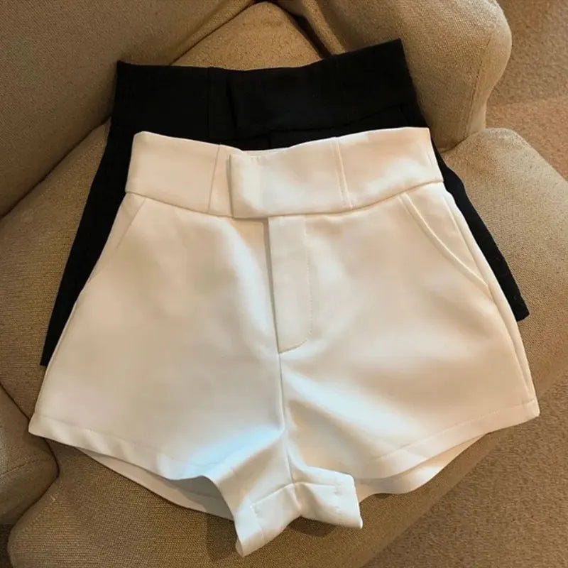 Damen-Shorts Mooyufon Schwarze Shorts Damen Harajuku Eleganz High Waist Shorts A-Linie Slim Casual Hot Girl Straight Pants Sexy