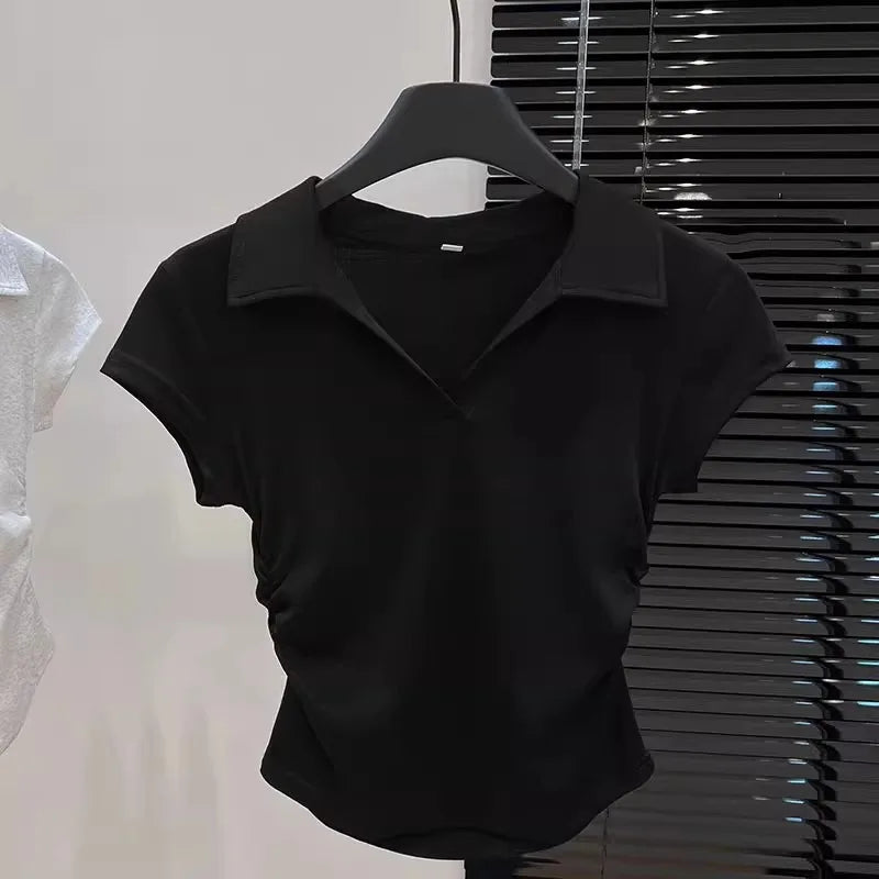 Cotton Summer T Shirt Skinny Slim Basic Crop Top