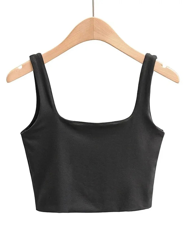 2022 Sommer Damen Sexy Ärmellose Tops Fashion Kurze Tanktops mit Quadratausschnitt 6 Farben