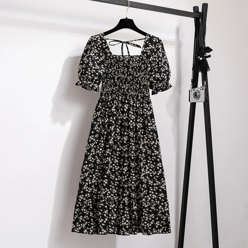 Waist Short Sleeve Pleated Casual Dress
