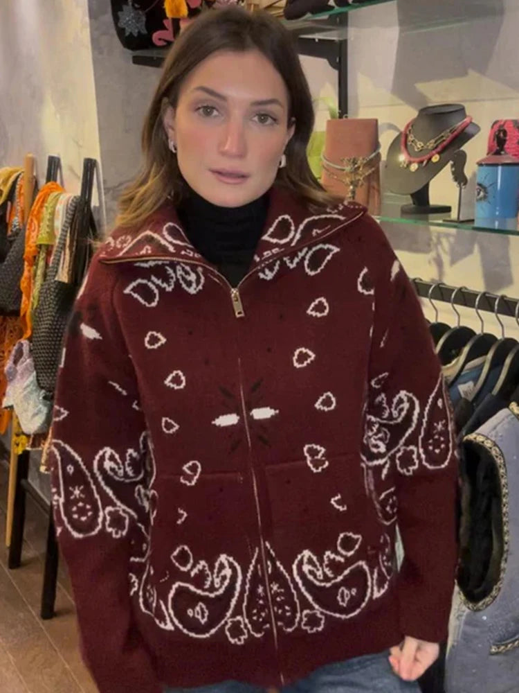 2026 Cardigan Zipper Full Sleeve Pockets Loose Sweater
