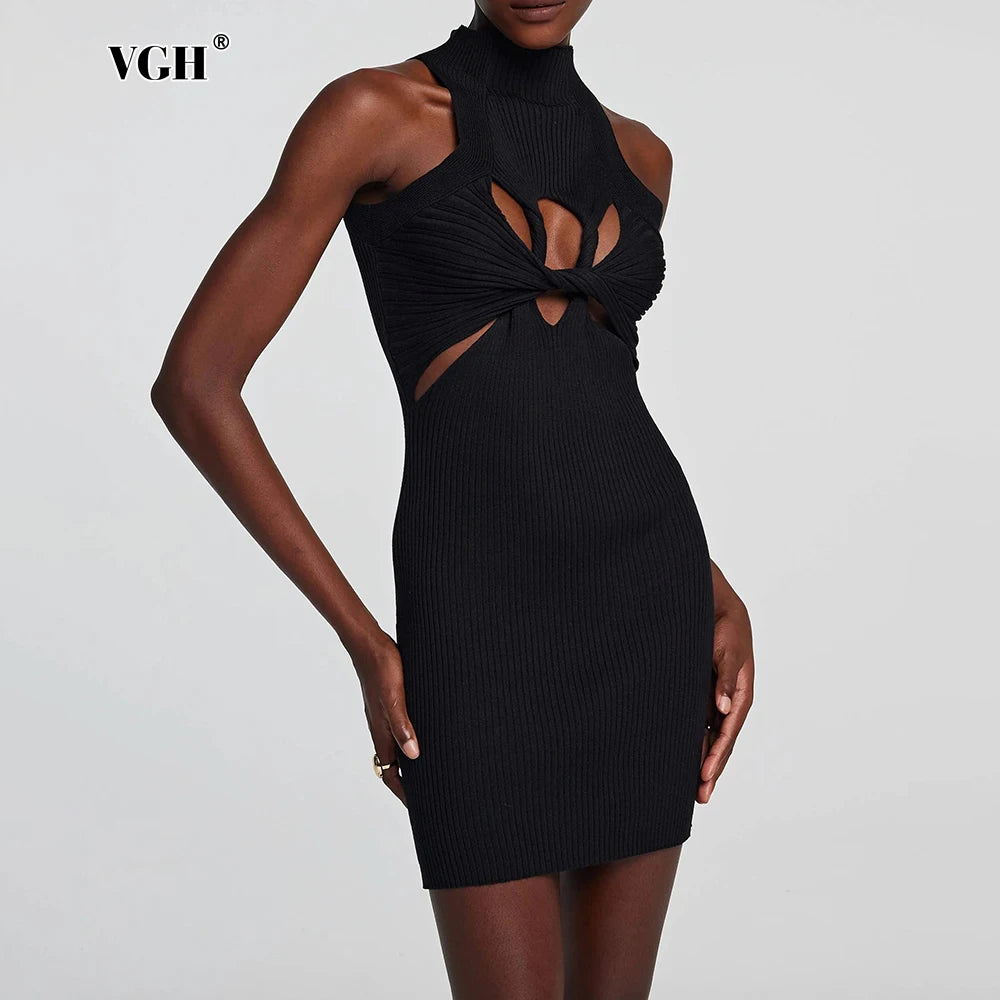 VGH Slimming Hollow Out Short Dress for Women