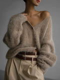 Hirsionsan Long Sleeve Sweater Knitted Outwear