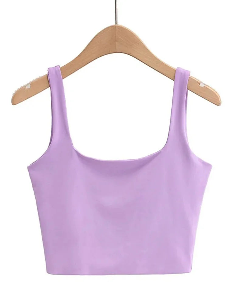 2022 Sommer Damen Sexy Ärmellose Tops Fashion Kurze Tanktops mit Quadratausschnitt 6 Farben