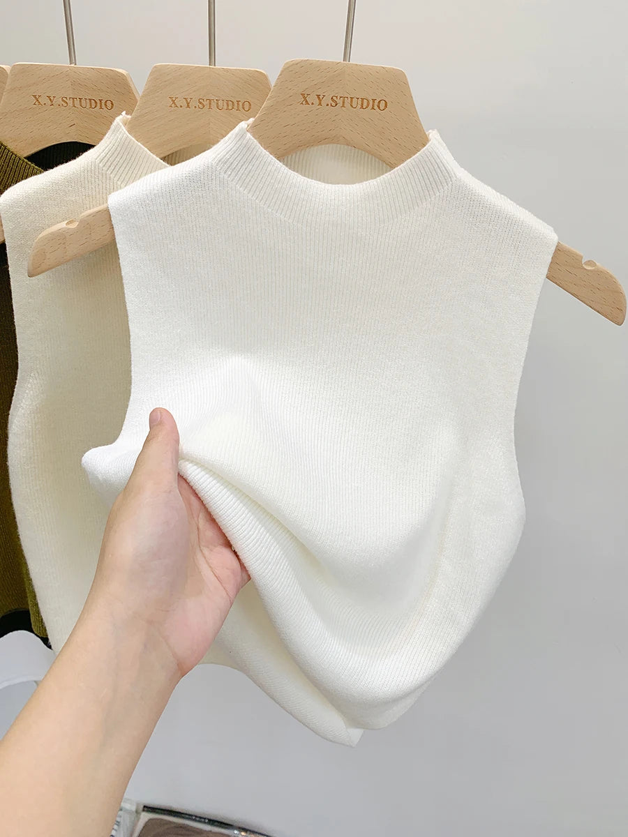 Women Knitted Tank Top Summer Fall Slim Sweater