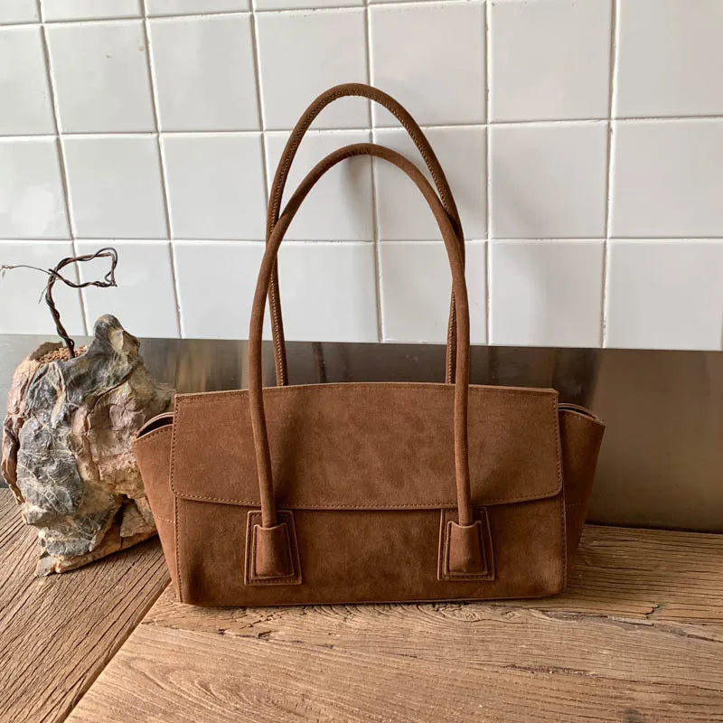 Vintage Suede Shoulder Bag Korean