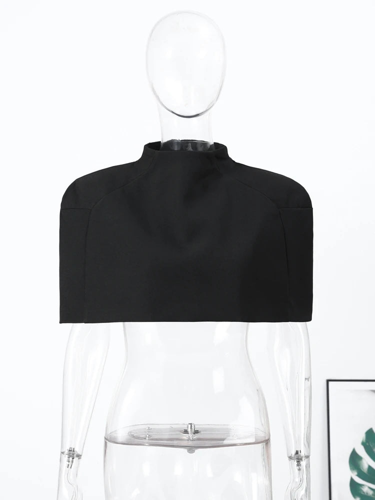 Cropped Women Blazer Zipper Sleeveless Stand Collar
