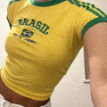 Womens Aesthetic BRASIL Letter Print T-Shirt