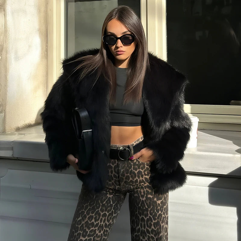 MUJER Fur Hairy Warm Winter Fluffy Coat