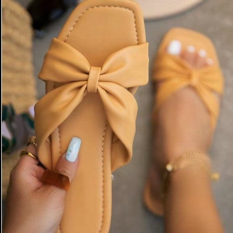 Elegant Bow Flat Ladies Slippers