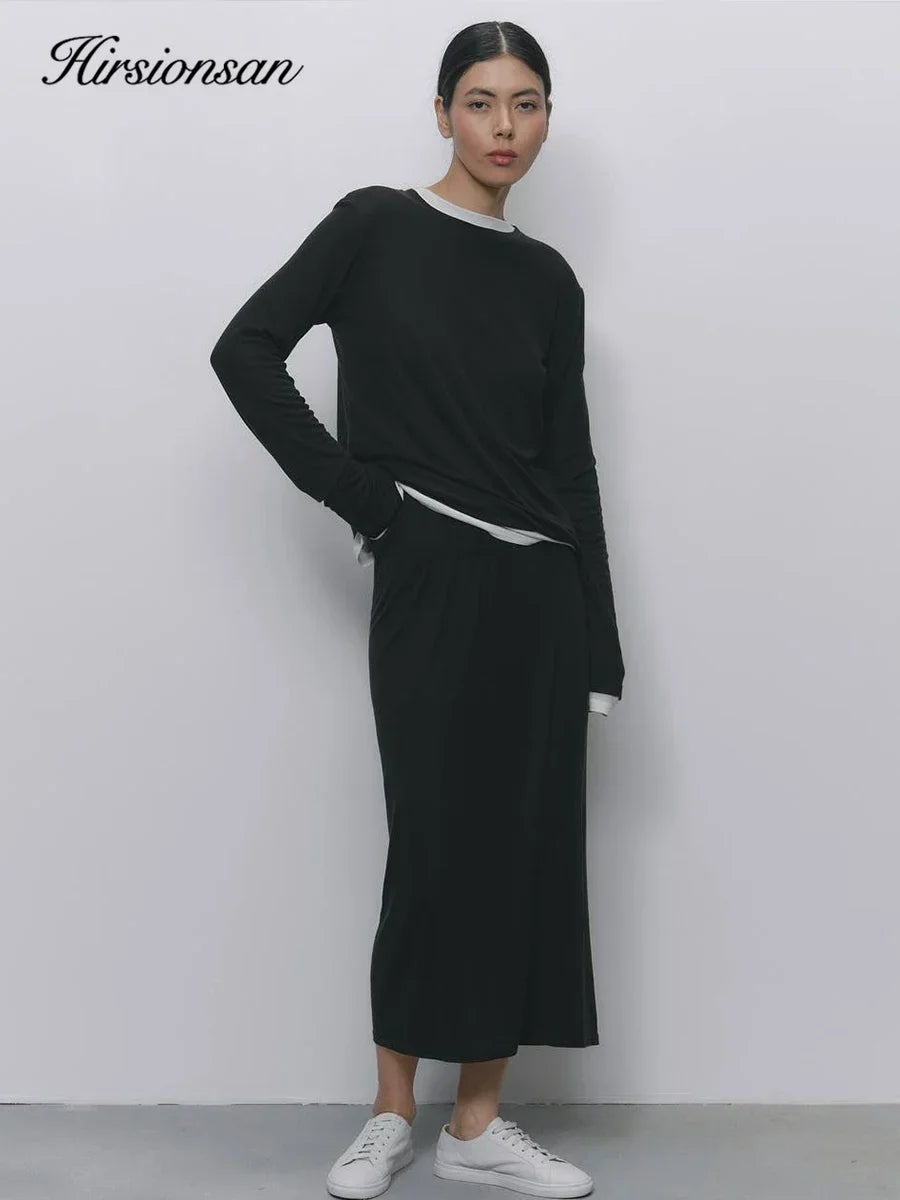 Hirsionsan Modal Soft Loose Sets Dress Women  Tracksuit