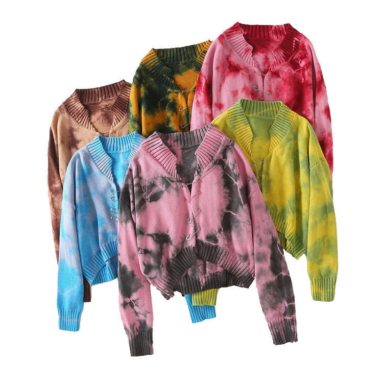 Chic Tie-Dye Crop Cardigan Tee