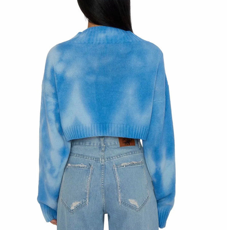 Chic Tie-Dye Crop Cardigan Tee