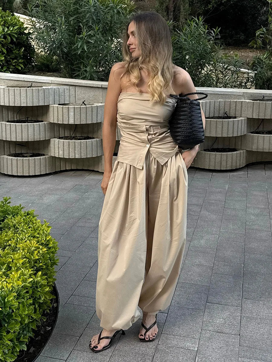 Cotton Loose Lantern Style Wide Leg Pants