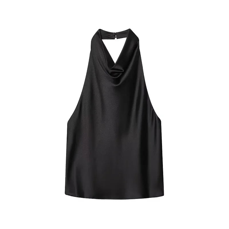 MUJER Satin Halter Tops Woman 2026