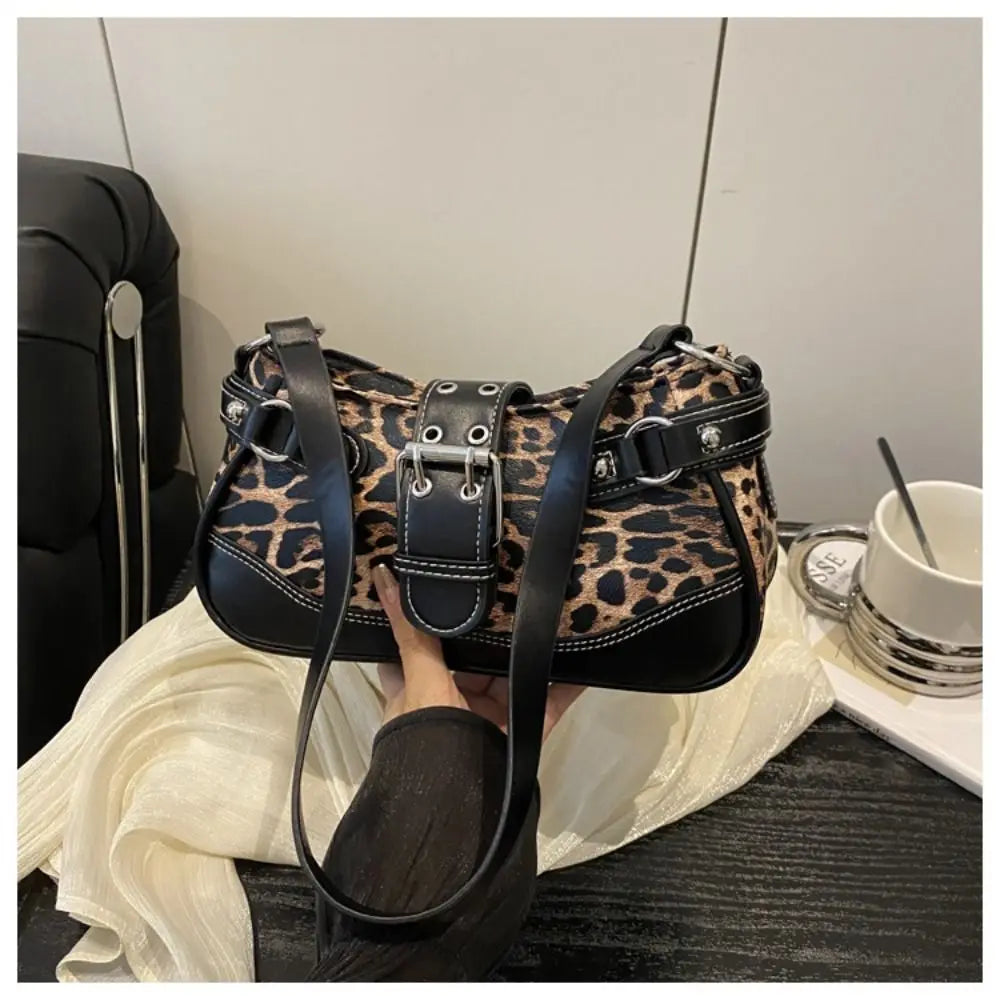 Fashion Classic PU Shoulder Bags For Women Leopard Print Large Capacity Underarm Bag Retro Messenger Bag Shopping Handheld Bag