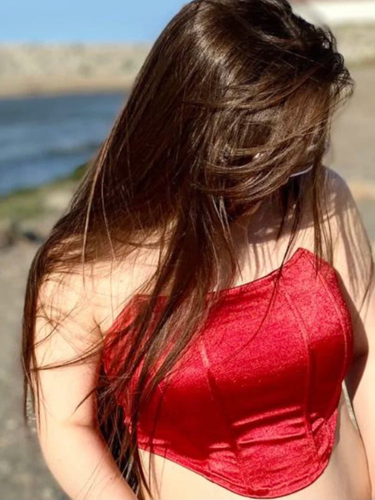 Ärmelloses schulterfreies, modisches, sexy Korsett-Crop-Top, Weste, Damenunterwäsche, rückenfreies Bustier-Top, unifarben