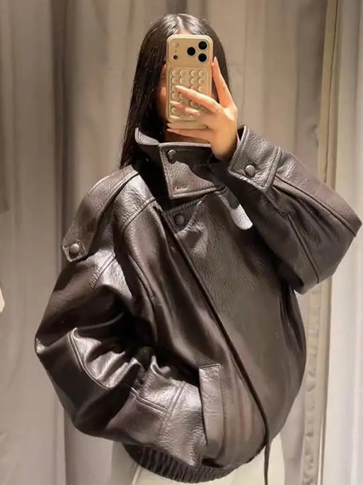 2026 Spring Women's Faux Leather Jacket