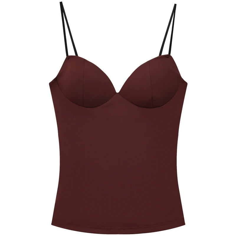 HXAO Burgundy Slip Top Tanks