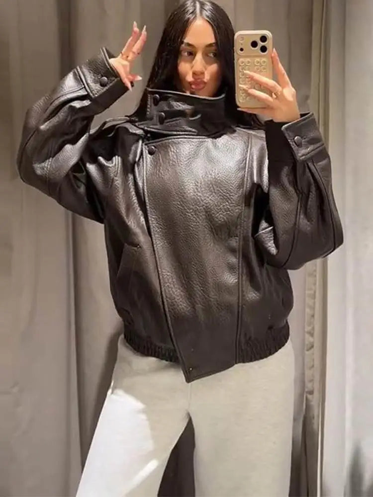 2026 Spring Women's Faux Leather Jacket