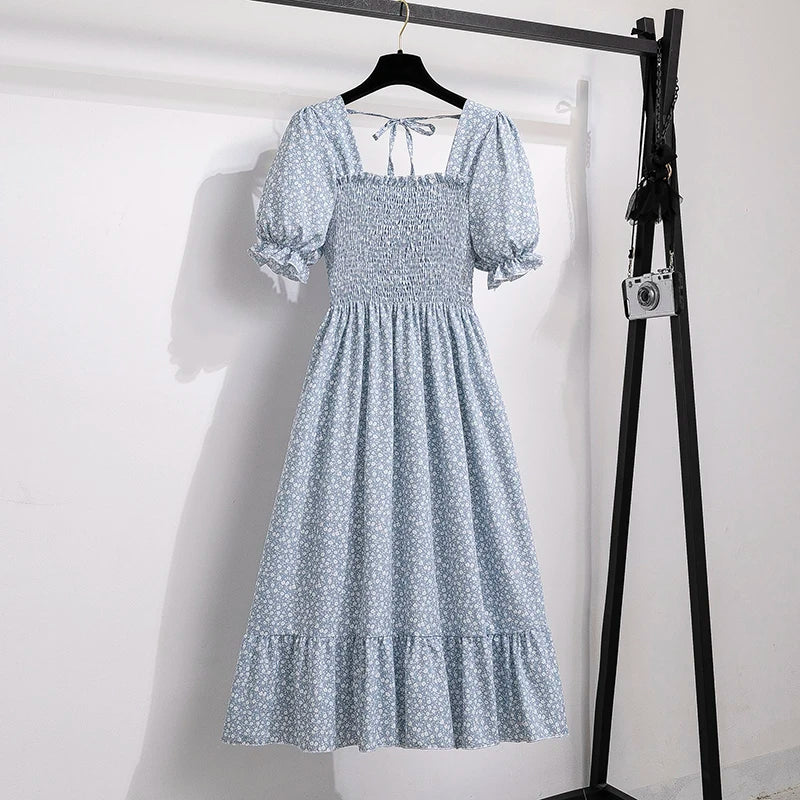 Waist Short Sleeve Pleated Casual Dress