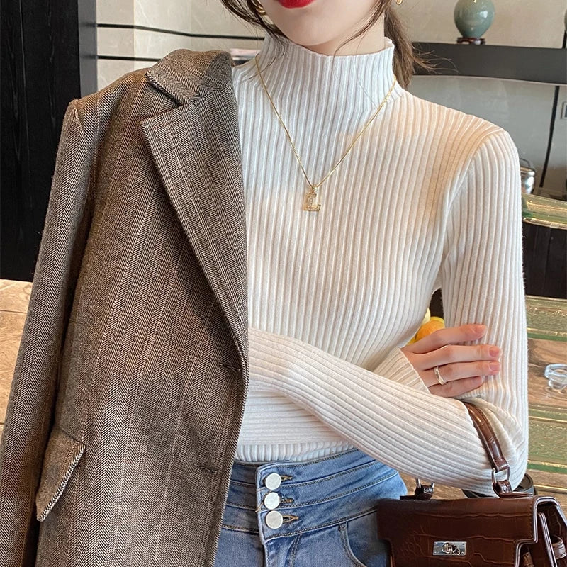 Turtleneck Sweater Long Sleeve Casual Slim Pullover