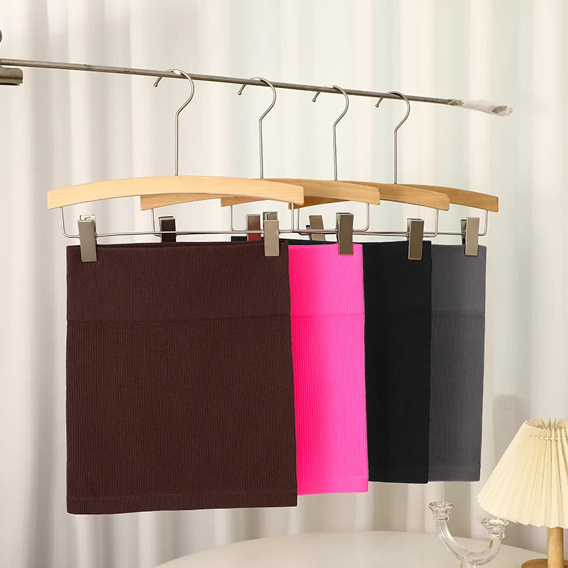 1 Stück Frühling Sommer Neu Hoher Bund Elastischer Business Damen Minirock Schwarz Schlankmachender Strickrock Halber Körper Professionelle Arbeit