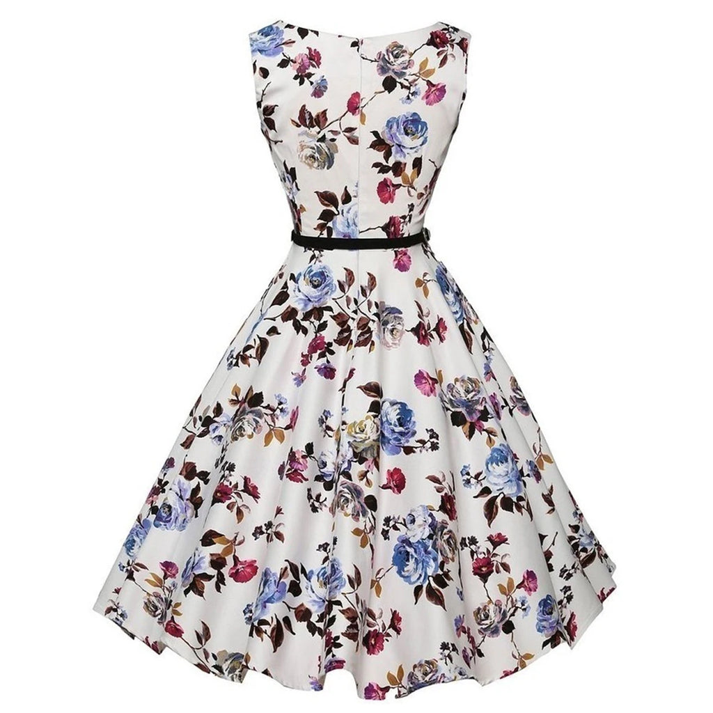 Summer Floral Robe Retro Swing Casual Vintage Dress