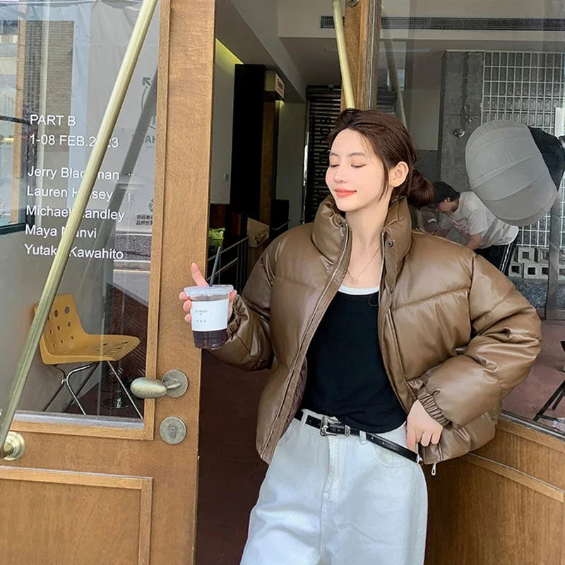Y2K Streetwear Pu Leather Short Jackets