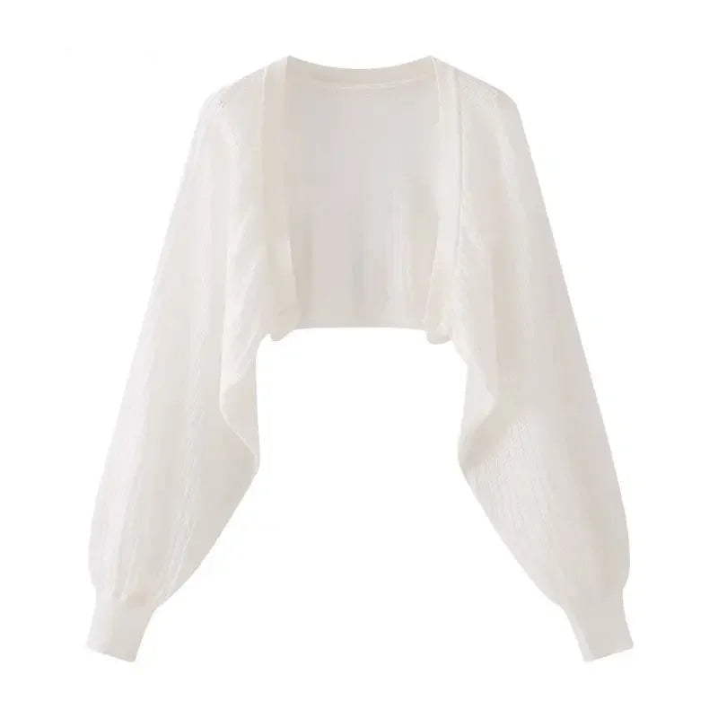 Französische Eisseide Strickjacke Sonnencreme Top Damen Sommer Dünne Jacke Weste Trägerrock Schal Outer Match Bluse