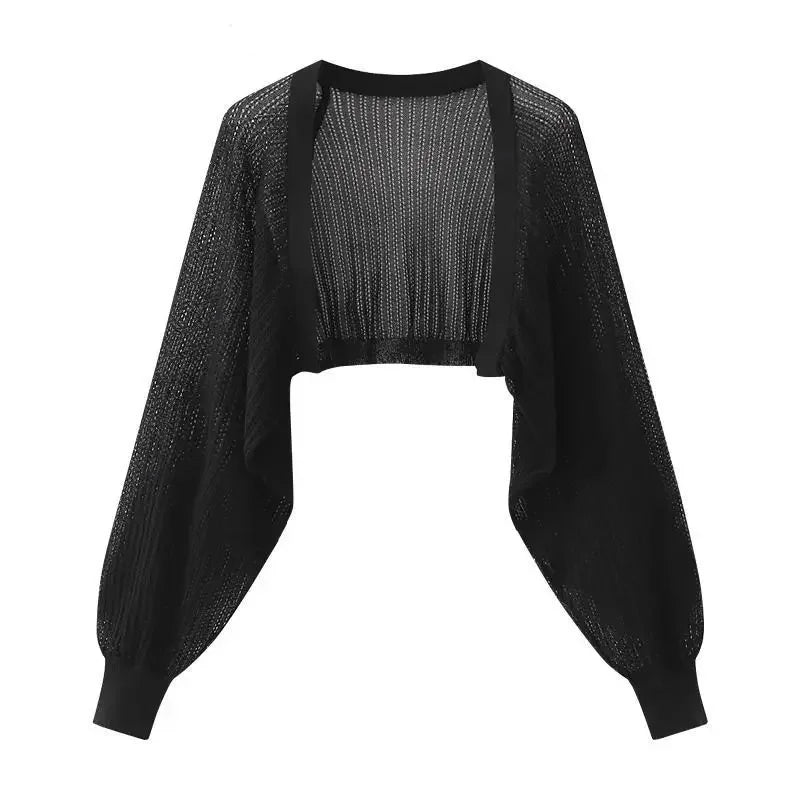 Französische Eisseide Strickjacke Sonnencreme Top Damen Sommer Dünne Jacke Weste Trägerrock Schal Outer Match Bluse