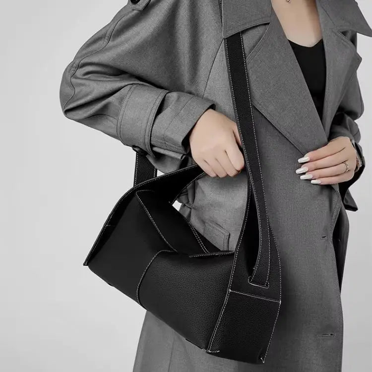 Detachable Shoulder Strap Leather Handbag