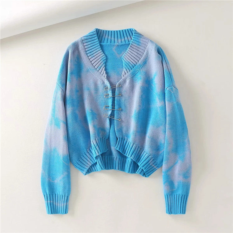Chic Tie-Dye Crop Cardigan Tee