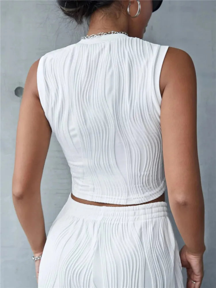 Casual Sleeveless Rib Knit Tank Top